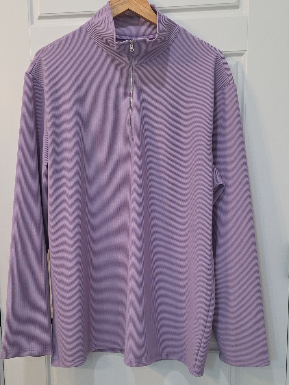 Men's Lavender Half-Zip Ribbed Pullover Sweater